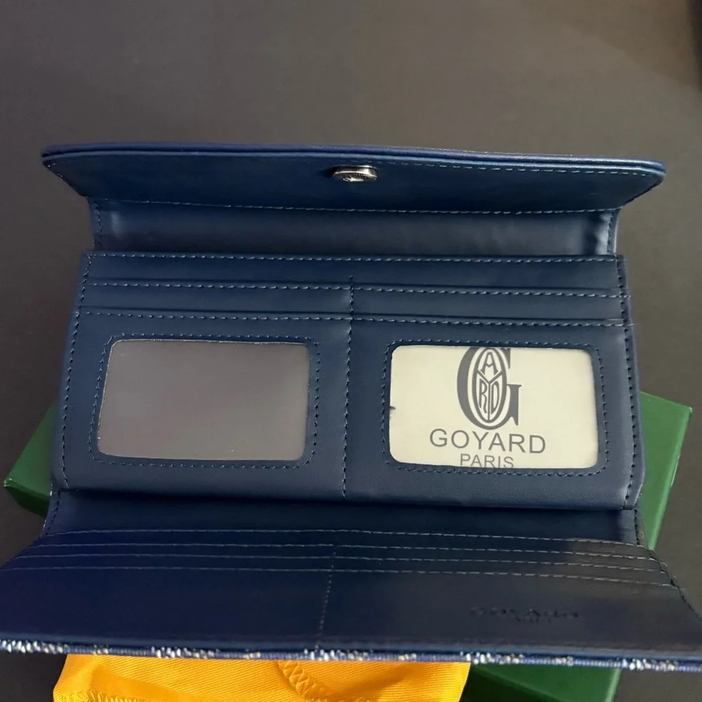 Fashion Blue Long Wallet Trifold Snap Closure - Picture 10 of 16